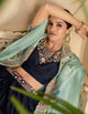 Bachelorette Partywear Blue Indo-Western Shrug Set