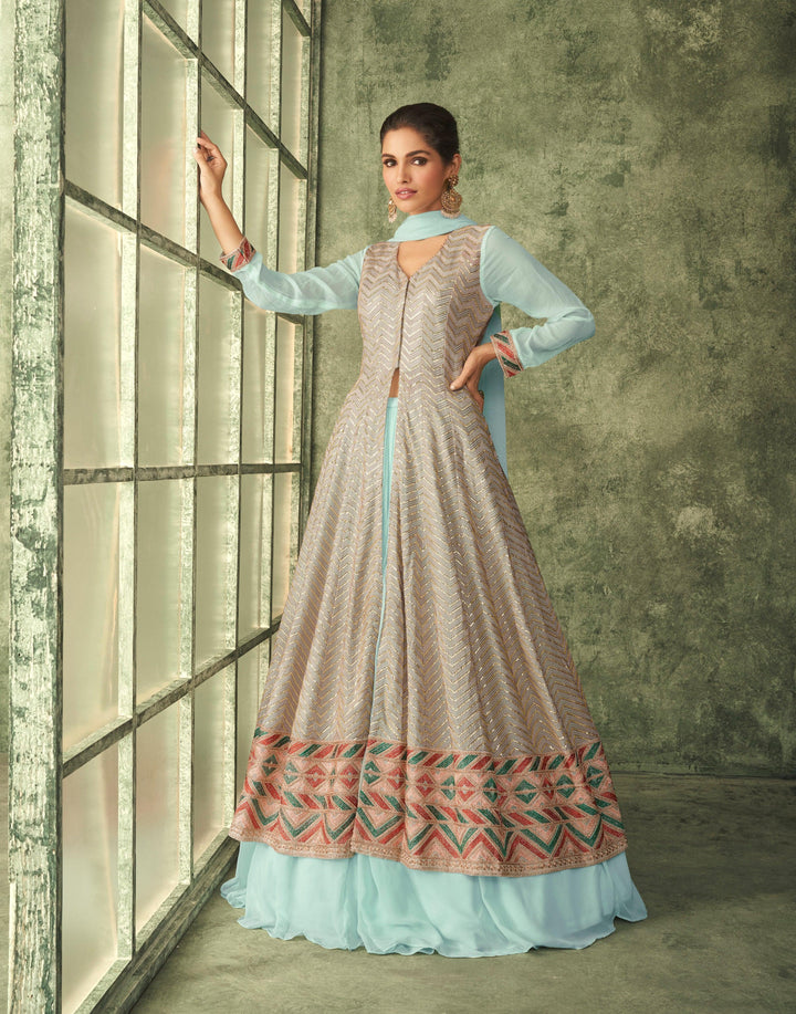 Day Party Wear Front Slit Anarkali Skirt - Fashion Nation