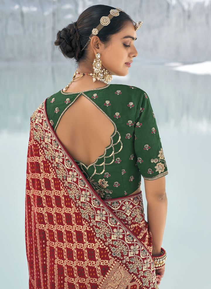 mehndi function wear maroon saree