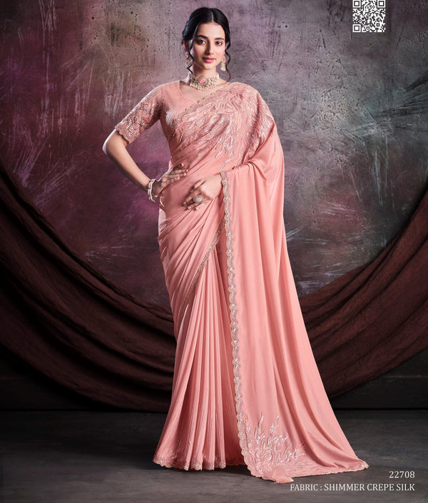 Evening Party Wear Designer Saree - Fashion Nation