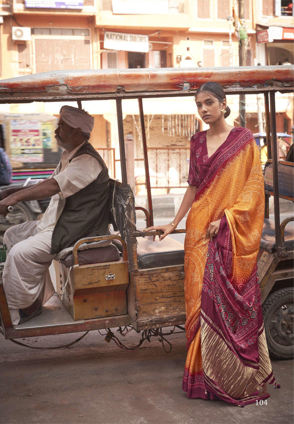 traditional bandhej silk sari