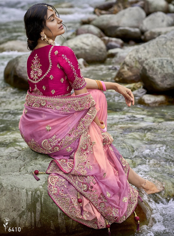 sangeet party wear pink silk designer sari