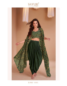 Mehandi Wear Green Indo-Western Tulip Pants with Shrug