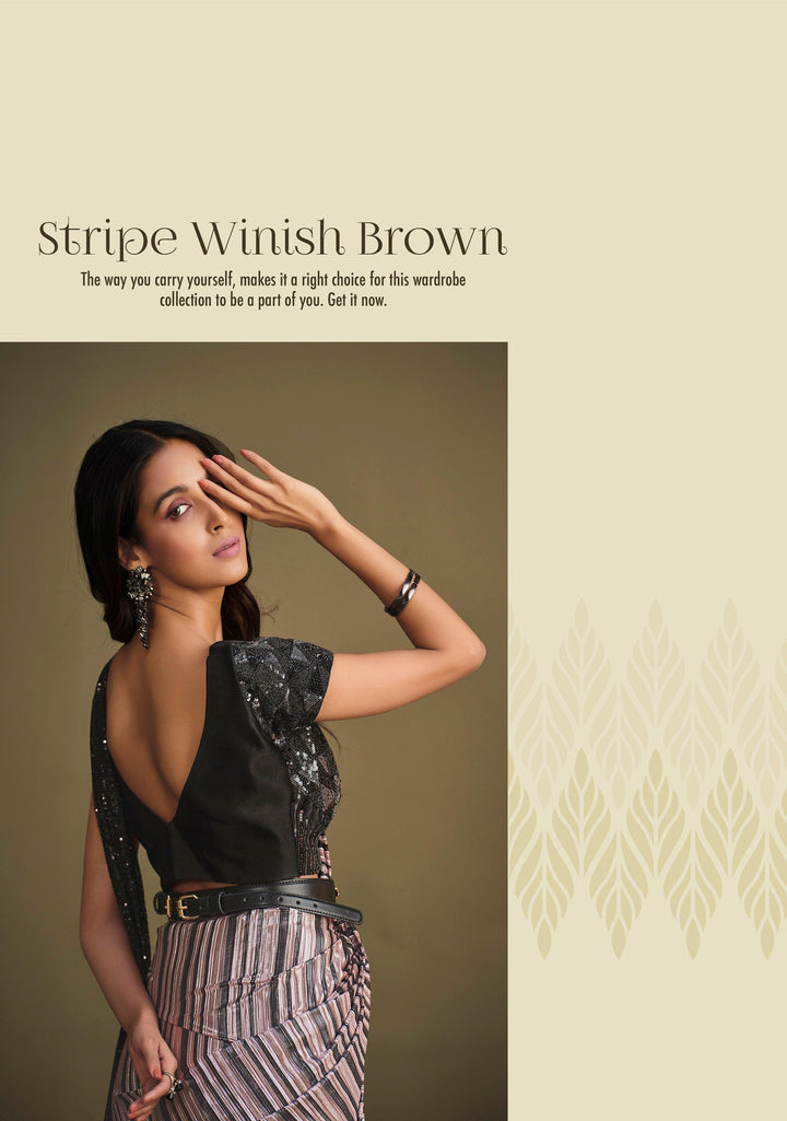Bachelorette Partywear Textured Fusion Sari with Belt - Fashion Nation