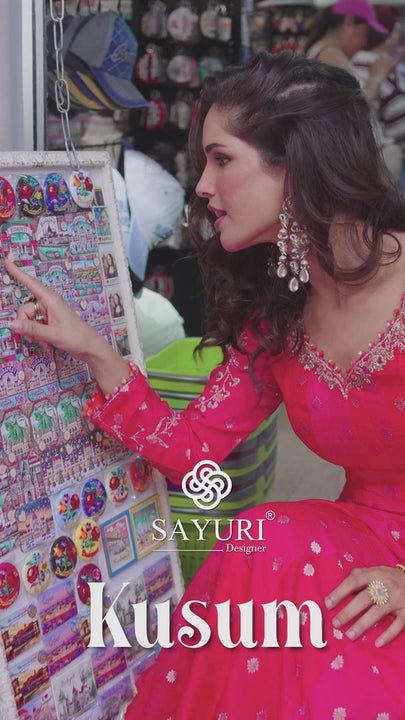 indo western colorful anarkali video by sayuri catalogue kusum