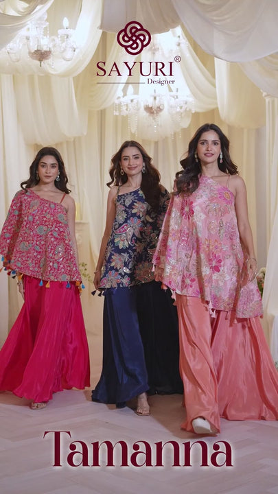 trendy fusion readymade set for women by sayuri designer catalogue tamanna