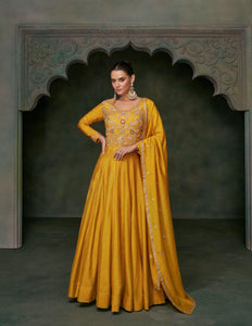 Haldi Party Wear Indo Western Gown