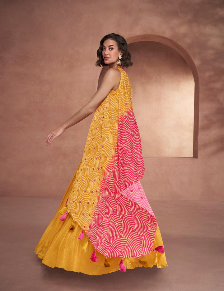 Haldi Party Wear Indo Western Skirt Top Shrug Set - Fashion Nation