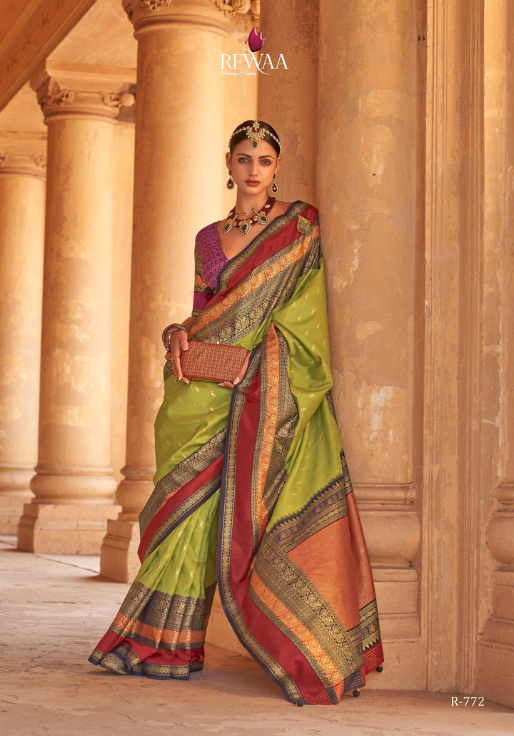 Mehendi Wear Kanjivaram Silk Saree - Fashion Nation