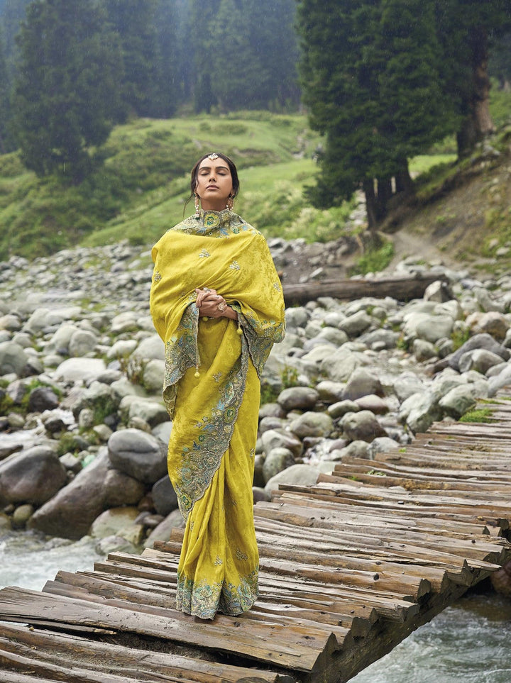 Yellow Silk Haldi Ceremony Wear Traditional Saree - Fashion Nation
