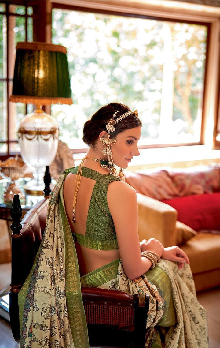 Pattachitra Digital Printed On Multi-Colour Silk Weaving Border Saree - Fashion Nation