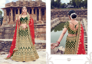Designer ZIK10003 Bridal Green Velvet Net Lehenga Choli - Fashion Nation