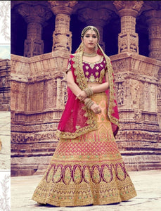 Colourful ZIK10007 Bridal Peach Purple Magenta Nylon Satin Net Lehenga Choli - Fashion Nation