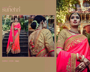 Festive Kimora SA1045 Designer Pink Peach Tussar Silk Jacquard Saree - Fashion Nation