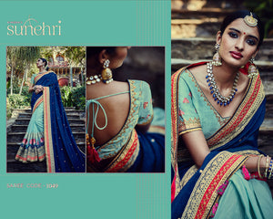 Finest Kimora SA1049 Designer Blue Silk Banarasi Saree - Fashion Nation