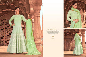 Classy KS1056 Lucknowi Sea Green Georgette Floor Length Anarkali Gown by Fashion Nation