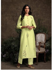 Fresh KS148939 Summery Pista Green Silk Readymade Kurta with Pants - Fashion Nation