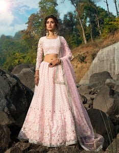 Party Wear AD3601 Designer Pink Net Lucknowi Lehenga by Fashion Nation