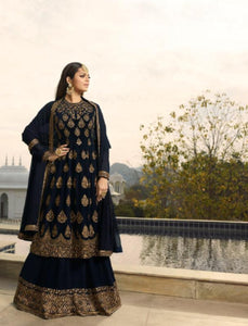 Fusion Wear NIT3801 Blue Georgette Anarkali with Lehenga - Fashion Nation