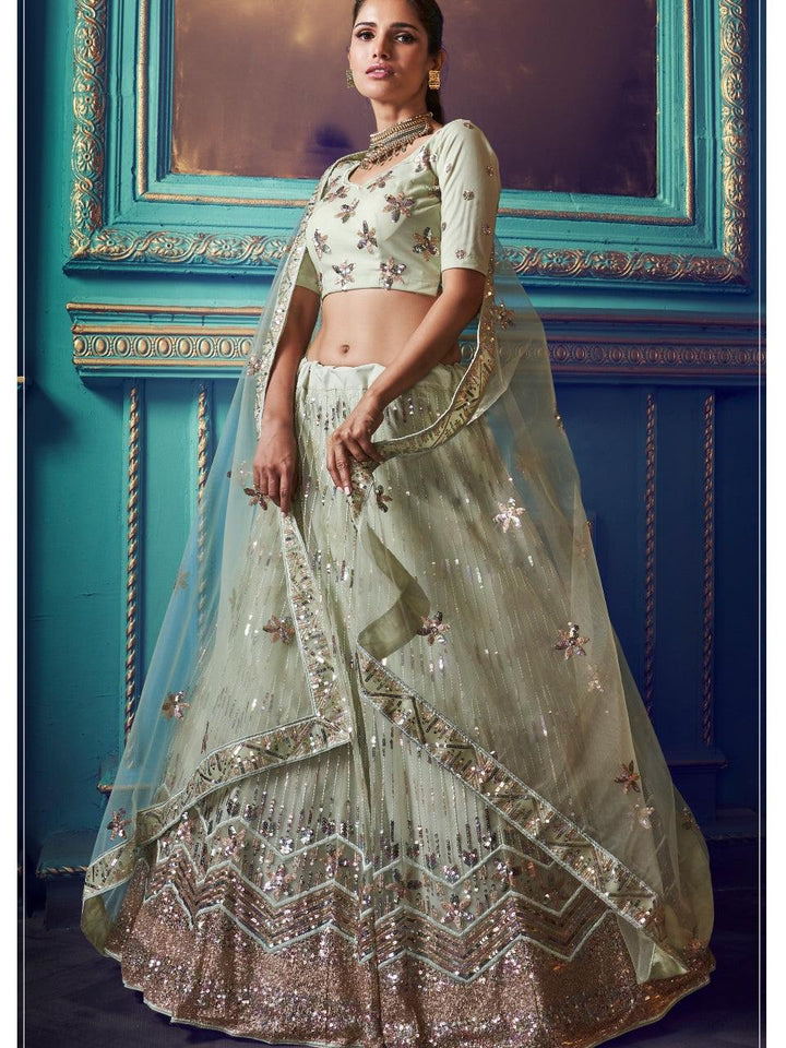 Sangeet Function Party Pink Net Stylish Lehenga Choli - Fashion Nation