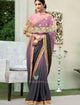 Stylish MIN4201 Casual Wear Shaded Purple Chiffon Georgette Pink Silk Saree with Cape - Fashion Nation