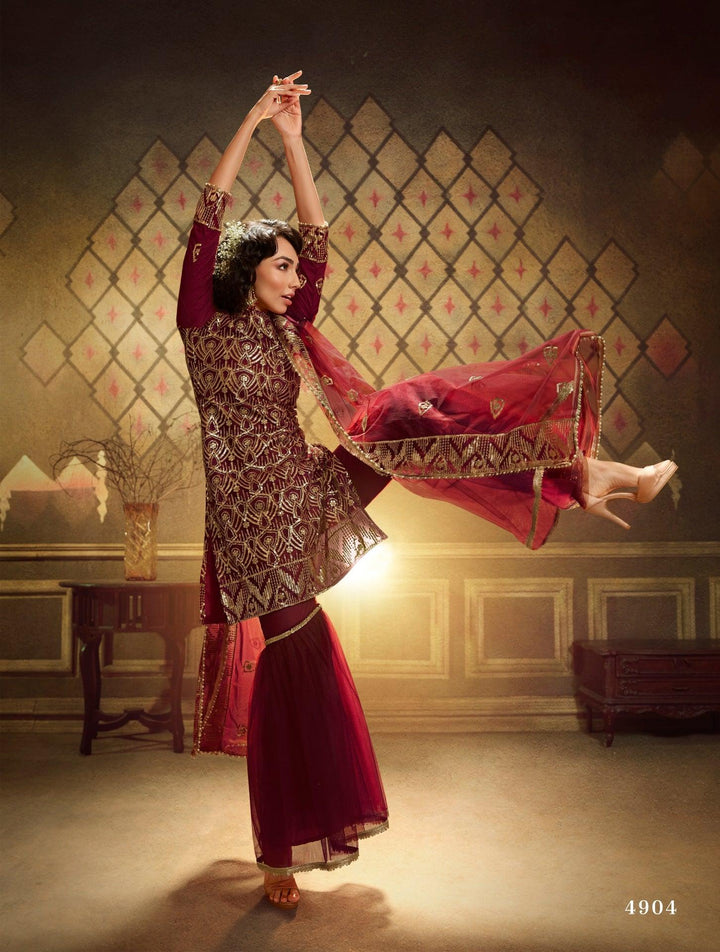 Ceremonial Shaadi Wear Net Designer Gharara Suit - Fashion Nation
