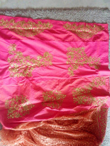 Bridal NAK5085 Multicoloured Peach Pink Net Lehenga Saree - Fashion Nation
