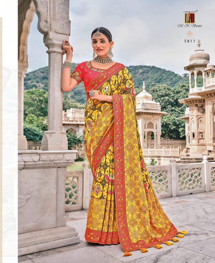 Haldi Wear Bandhej Patola Silk Saree - Fashion Nation