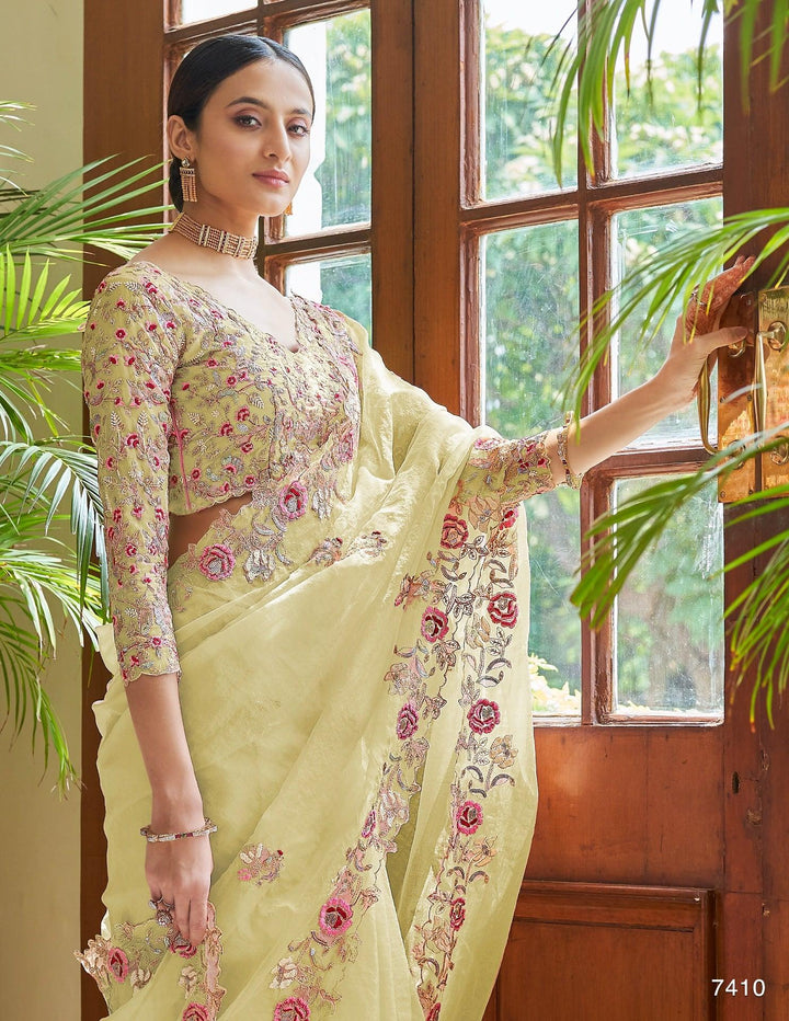Evening Party Wear Organza Designer Saree - Fashion Nation