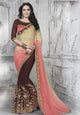 MU8804 Designer Shaded Pink Beige Brown Georgette Saree - Fashion Nation