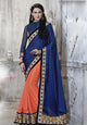 MU8826 Designer Blue Peach Chiffon Georgette Saree - Fashion Nation
