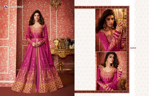 Brilliant ASH8294 Indo Western Rani Silk Floor Length Anarkali Gown - Fashion Nation