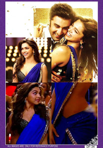 Deepika Padukone Blue Georgette Saree - Fashion Nation