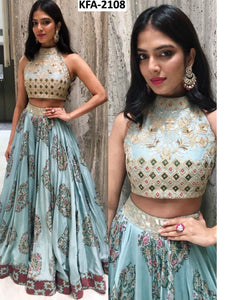 KF3653 Bollywood Inspired Blue Silk Lehenga Choli - Fashion Nation
