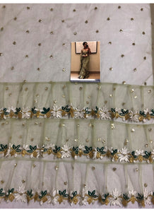 Designer KF3661 Bollywood Inspired Green Net Silk Ruffle Saree - Fashion Nation