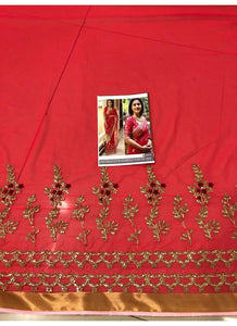 Kajol KF3666 Bollywood Inspired Red Georgette Silk Saree - Fashion Nation