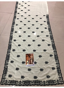 Kriti Kharbanda KF3701 Bollywood Inspired White Georgette Silk Saree - Fashion Nation