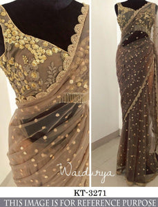 Celebrity Wear KF3720 Bollywood Inspired Coffee Net Silk Saree - Fashion Nation