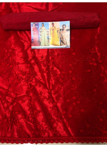 Alia Bhatt KF3737 Bollywood Inspired Red Net Silk Saree - Fashion Nation