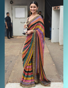 Alia Bhatt KF3861 Bollywood Inspired Multicoloured Silk Saree - Fashion Nation