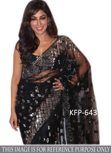 Chitrangada Singh KF3866 Bollywood Inspired Black Net Saree - Fashion Nation
