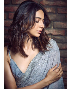 Rakul Preet Singh KF3881 Bollywood Inspired Grey Georgette Saree - Fashion Nation