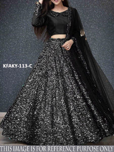 Celebrity Fashion Bollywood Inspired Sequined Black Lehenga Choli - Fashion Nation