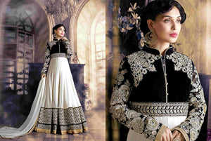 PRK5068 Ethnic Attractive Off-White Georgette Anarkali Gown - Fashion Nation