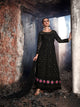 Cocktail Party Wear Black Georgette Lucknowi Floor Length Suit - Fashion Nation