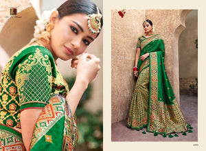 Superb MN4404 Unique Green Benarasi Silk Saree - Fashion Nation