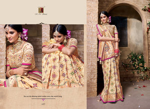 Unparallel MN4407 Bridal Beige Multicoloured Benarasi Silk Saree - Fashion Nation