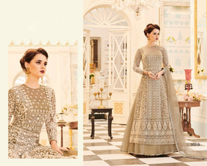 Great Buy VEE002D Designer Beige Net Anarkali Lehenga - Fashion Nation