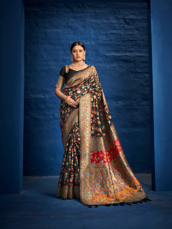 Cocktail Party Wear Kashmiri Embroidery Sari - Fashion Nation