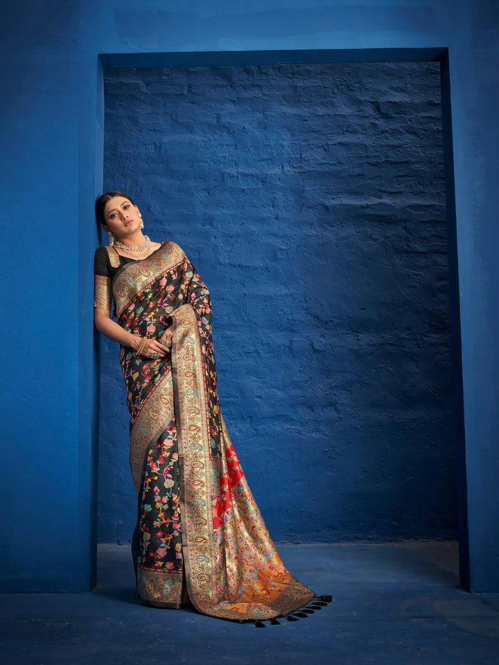 Cocktail Party Wear Kashmiri Embroidery Sari - Fashion Nation